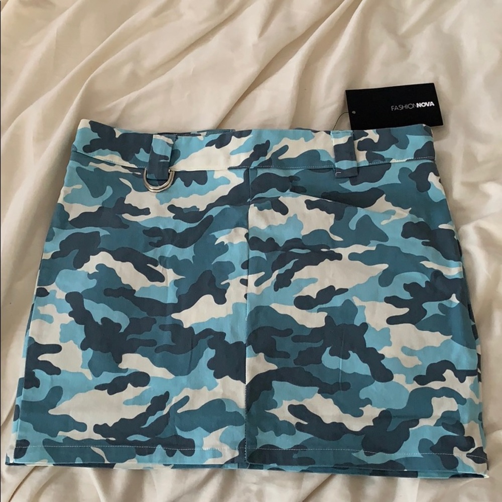 Blue camouflage FashionNova skirt